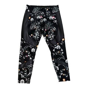 Donna Karan designer women colorful floral black active wear yoga pants sz M